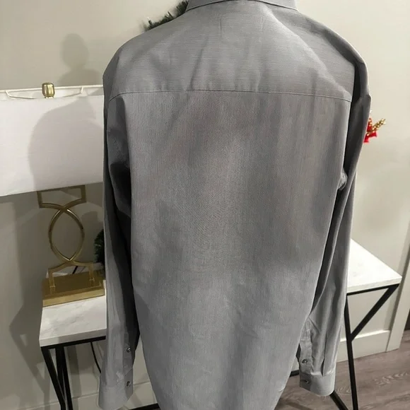Calvin Klein Gray Dress Button Down Shirt size 16 34/35 - Picture 6 of 8